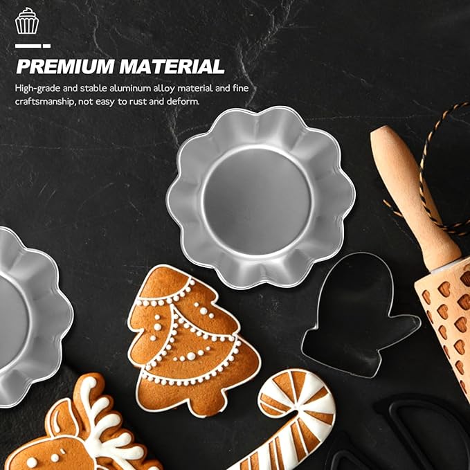 6Pcs Egg Tart Molds Aluminium Pie Tins Mini Tart Tins Tiny Pie Tin Cupcake Cake Mold Pudding Molds for Home Baking