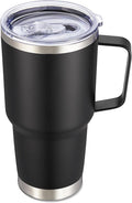 30 oz Tumbler with Handle and Lid, Stainless Steel Tumblers Double Wall Vacuum Insulated Travel Mug Leak Proof Cup Keep Drinks Cold and Hot Black, 1 Pack