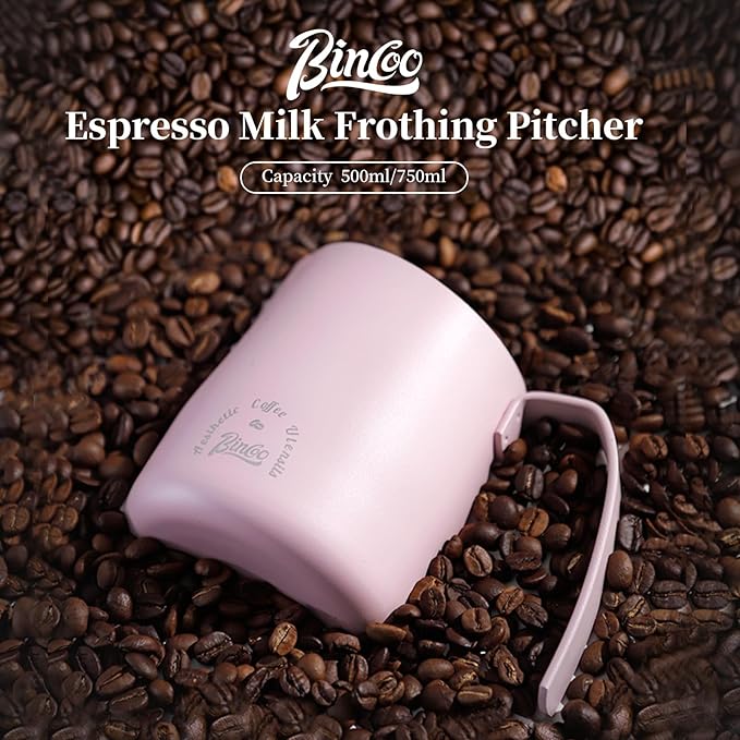 Pink Milk Pitcher 750ML - Espresso Steaming Pitcher with Large Handle and Scale,Stainless Steel Milk Frothing Cup for Cappuccino, Latte Art,Coffee Machine Accessories