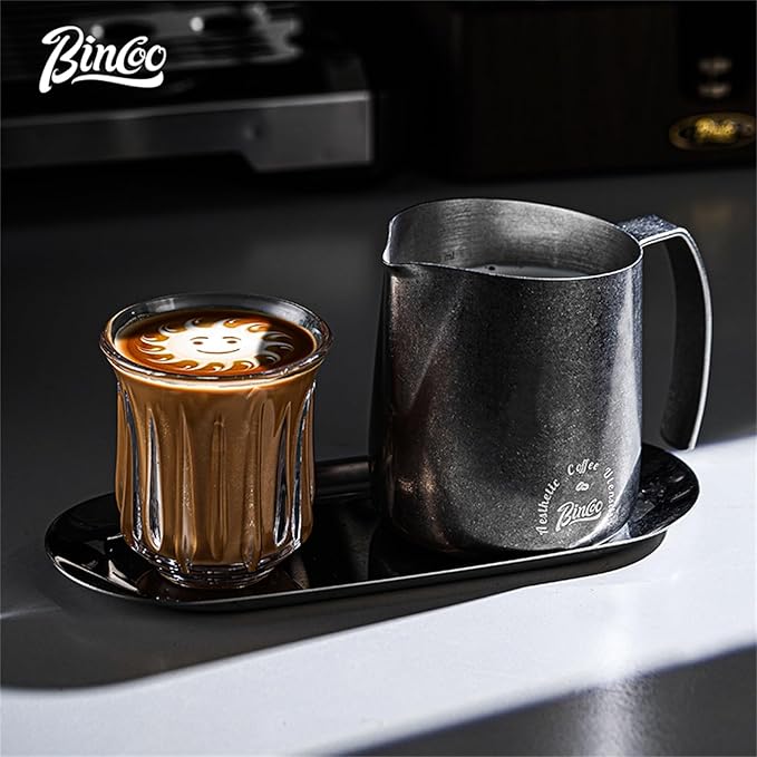 Bincoo Milk Frother Pitcher 750ml (25oz) - Stainless Steel Barista Milk Frothing Cup with Ice Crystals Design - Professional Espresso & Cappuccino Accessories for Coffee Machine,Latte Art