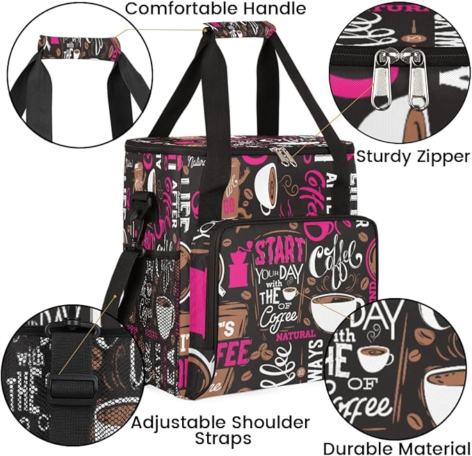 cfpolar Coffee Maker Storage Bag, Waterproof Travel Carrying Storage Tote Bag Organizer Case, Compatible with K-Mini or K-Mini Plus, And Suitable for Other Accessories， With Pockets for K-Cup Pods