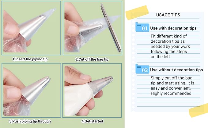 19 Inch Extra Large Piping Bags 100 Pack - Disposable Pastry Bags - Thick Anti-Burst Pastry Icing Frosting Piping Bags For Decorating Cupcakes Cakes Cookies (Extra Large 19 Inch-100 Pack)