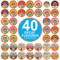 Flavored Decaf Coffee Pods Variety Pack Compatible with Keurig K Cups Brewers, 40 Count, Assorted Decaffeinated Flavored Coffee Sampler(Pack of 1)