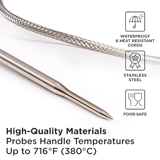 Deiss PRO Bluetooth Meat Thermometer Wireless – Digital Cooking Thermometer with 2 Probes, Oven Thermometer for Smoker Grill BBQ, Wireless Meat Thermometer for Grilling, Kitchen Food
