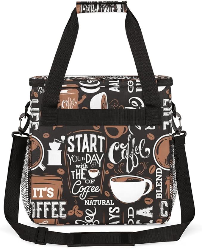 Day with the of Coffee Cafe Coffee Maker Carring Bag Travel Carrying Storage Tote Bag Compatible with Keurig K-Mini or K-Mini Plus Portable Single Serve Coffee Brewer Case with Pockets for K-cup Pods