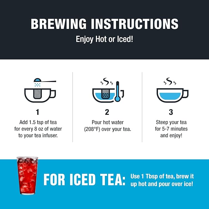 Tiesta Tea - Fireberry Cranberry Hibiscus Loose Leaf Tea, Premium Caffeine-Free Rooibos Blend, Brew Hot or Iced, Makes Up to 250 Cups, 16oz Bulk Pouch & 5oz Refillable Tin Set