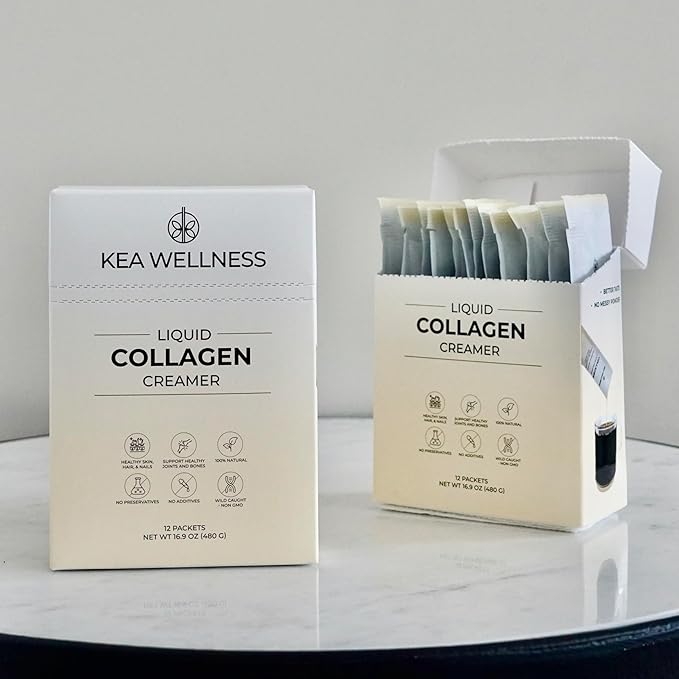 All-Natural Liquid Collagen Coffee Creamer – Premium Bovine & Marine Peptides (Types I, II, III) for Hair, Skin, Nails, Bones & Joints – Hydrolyzed, Single-Serve, 12-Pack – Boost Health & Beauty Naturally