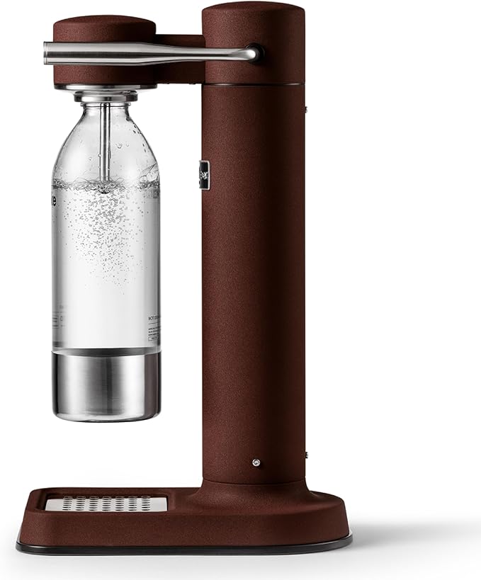 Aarke Carbonator lll, Sparkling & Carbonation Water Machine, Stainless Steel with PET BPA-Free Reusable Bottle Volume 1L/34 fl oz (Burgundy)