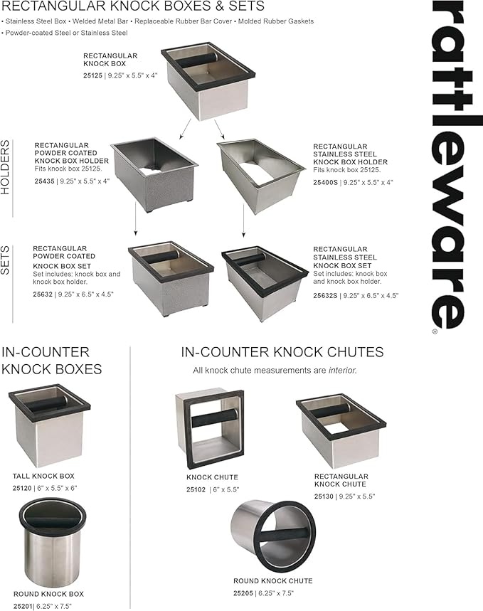 Rattleware Round Knock Box with Splash Guard - Heavy Duty Stainless Steel Construction - Ideal for Espresso Grounds Disposal - Perfect for High-Volume Espresso Bars