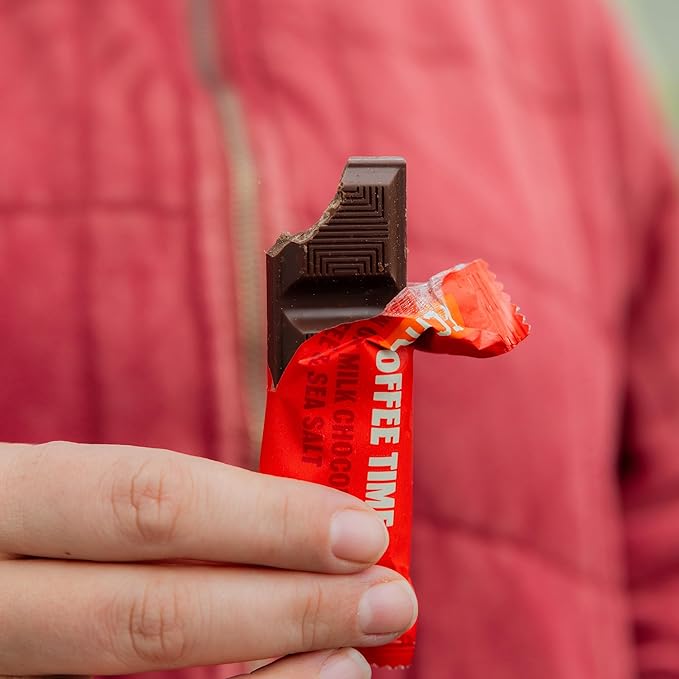 TCHO Toffee Time Chocolate Bars - 100% Plant-Based Organic Cashew Oat Milk Chocolate - Vegan, Soy-Free, Gluten-Free, Individually Wrapped Pure Cacao Bars - Sweet & Salty in Every Bite (18-Pack)