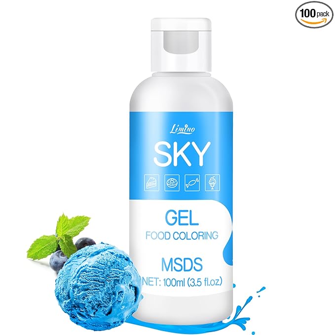 Gel Food Coloring - 4.5oz Vivid Food Coloring Gel for Baking, Cake Decorating, Cookie, Fondant, Macaron - Tasteless Concentrated Edible Food Color Dye for Icing, Slime, Drinks, DIY Crafts (Light Blue)