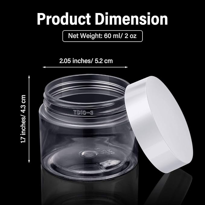 Patelai 4 Pieces Round Wide-mouth Leak Proof Plastic Container Jars with Lids for Travel Storage Makeup Beauty Products Face Creams Oils Salves Ointments DIY Making(2 Ounce,White)