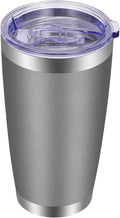 VEGOND 20oz Tumbler with Lid and Straw Stainless Steel Tumbler Cup Vacuum Insulated Double Wall Travel Coffee Mug Powder Coated Coffee Cup(Grey 1 Pack)