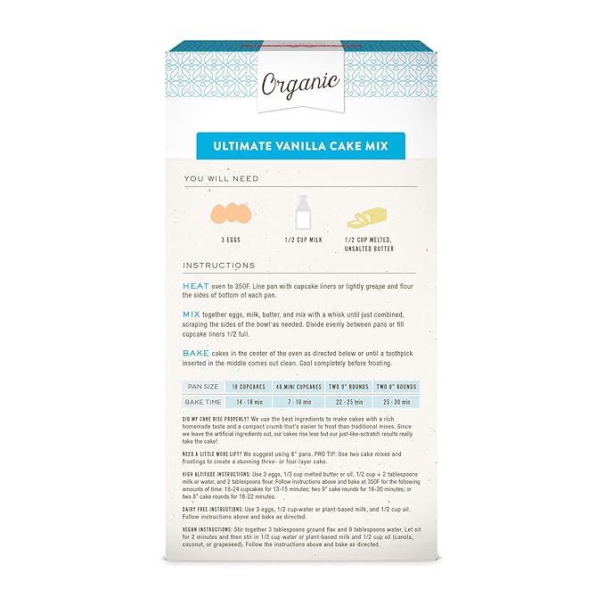 Miss Jones Baking Organic Yellow Cake and Cupcake Mix, Non-GMO, Vegan-Friendly, Moist and Fluffy: Vanilla (Pack of 2)