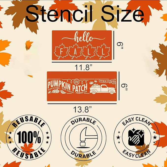 Fall Stencils for Painting on Wood Pumpkin Thanksgiving Stencil Reusable Hello Fall Stencils for Door Mats Porch Hanger Wood Sign Decor