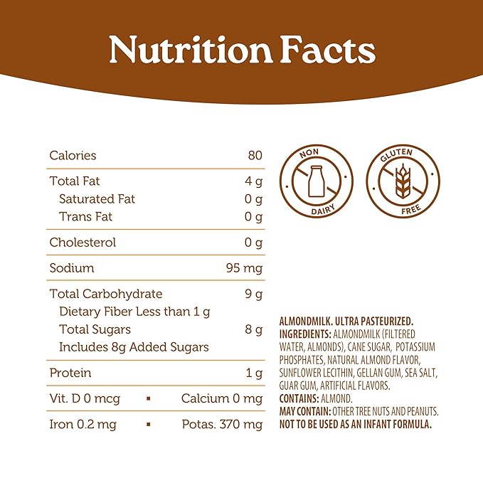 OraSì Almond Milk Sugar Free | 100% Italian Plant-Based Dairy-Free Drink | Unsweetened Non-GMO Gluten-Free Vegan Milk Alternative | Good Source of Calcium & Vitamins | 1 L (33.8 fl oz) Carton