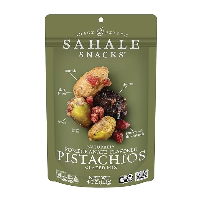 Sahale Snacks Pomegranate Flavored Pistachios Glazed Mix, 4 Ounces (Pack of 6)