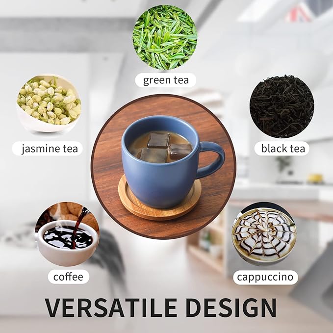 Hasense Espresso Cups and Saucers Set of 6, Demitasse Cups with Handle for Coffee Drinks, Latte, Cappuccino, Cafe Mocha and Tea, 4 Ounce Porcelain Coffee Cups for Coffee Bar Home and Party, Blue