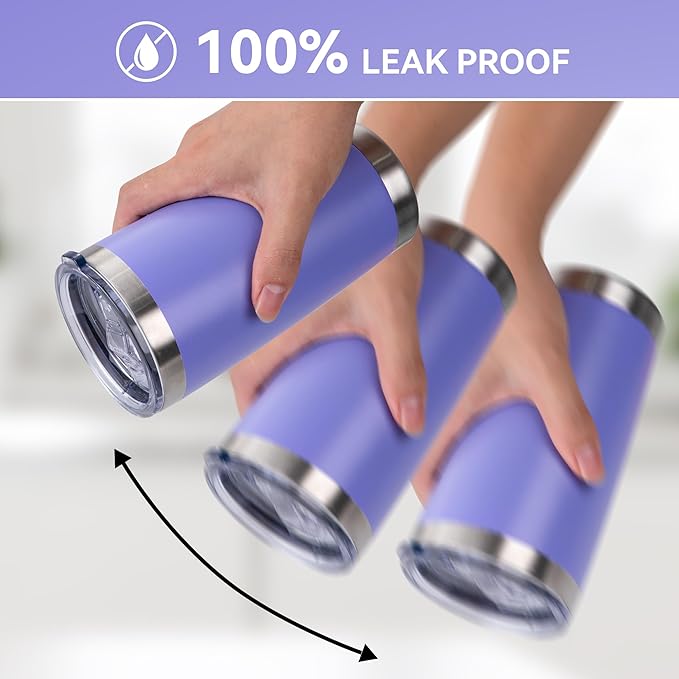 20 oz Tumbler Stainless Steel Tumblers Bulk with Lid Double Wall Insulated Coffee Tumbler Cups for Hot & Cold Drinks Powder Coated Travel Coffee Tumbler Mug Metal (Lavender, 1 pack)