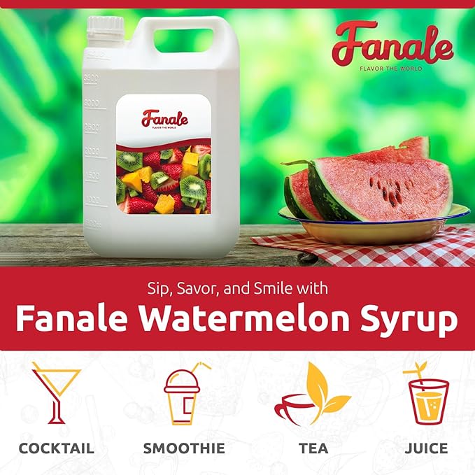 Fanale Premium Flavoring Concentrated Syrup for Bubble Tea 11 lb | Watermelon Flavor Syrup | for Boba Tea, Smoothies, Slushes, Desserts | 11lb | SRP130
