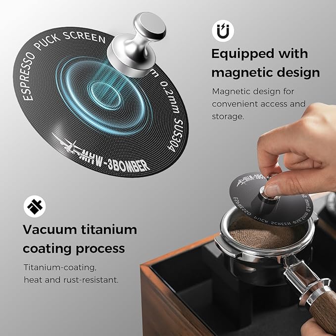 MHW-3BOMBER Espresso Puck Screen Holder - Silicone Puck Screen Stand - Compatible with 58mm 53mm 51mm Reusable Coffee Filters 3 Coffee Filters - Coffee Puck Screen Holder SP5537-OS