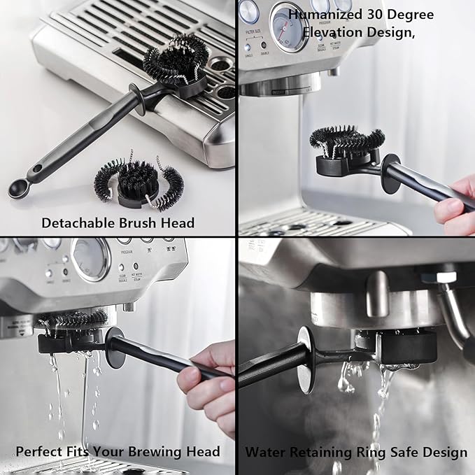 Espresso Coffee Machine Cleaning Brush Kit with Portafilter Cleaning Disc (Brush and Disc for 51mm Coffee Machine)