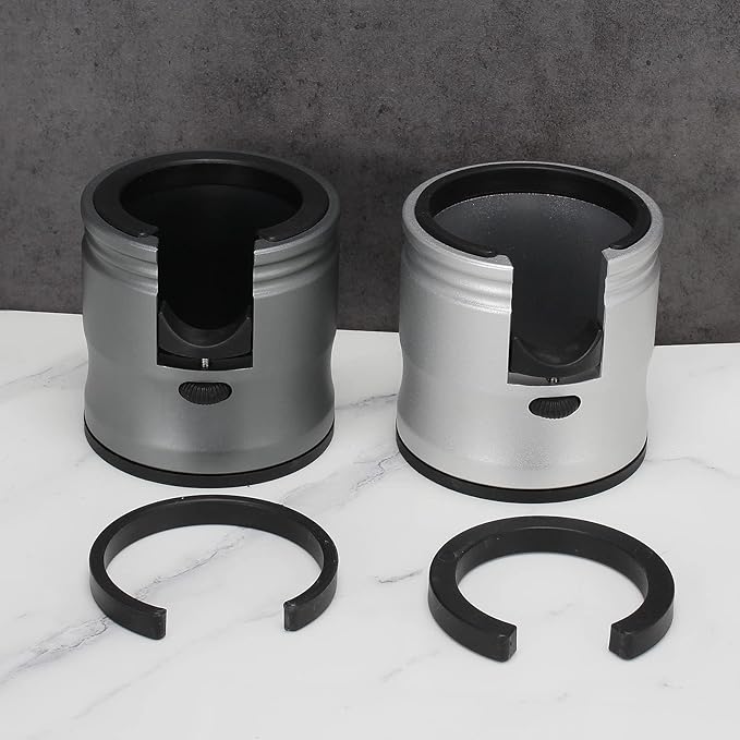 Espresso Tamping Station, Coffee Portafilter Holder, Aluminum Alloy Stand Fit for Most 51mm, 53mm, 54mm and 58mm Portafilter (Round,Silver)