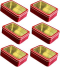 6 Pack Red Rectangular Metal Tin with Clear Lid – Gift Box for Cookies, Candy, Crafts & Storage – Perfect For Gifting, Festive Decor & Party Favor