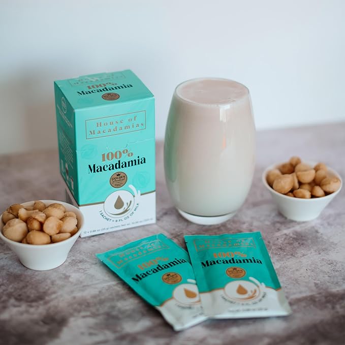 House of Macadamias 100% Macadamia Nut Milk Creamer, Lactose Free Milk, Dairy Free, Vegan, Gluten Free, Soy Free, Unsweetened, Keto Friendly, 12 x 0.88oz
