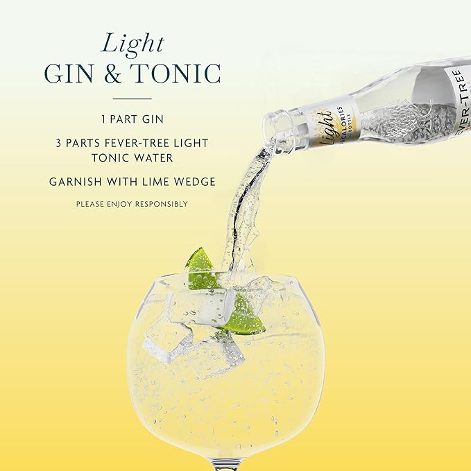 Fever-Tree Refreshingly Tonic Water, Light, 163.2 Fl Oz (Pack of 24)