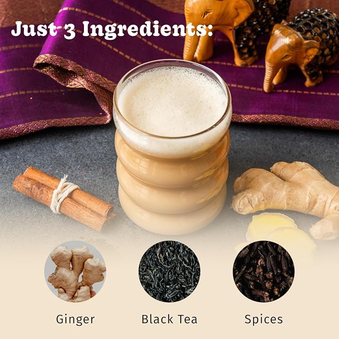 Bhakti Chai Tea Concentrate | Sugar-Free, Organic Fresh Ginger, Black Tea, Spiced, Dairy-Free, Vegan (Pack of 3)