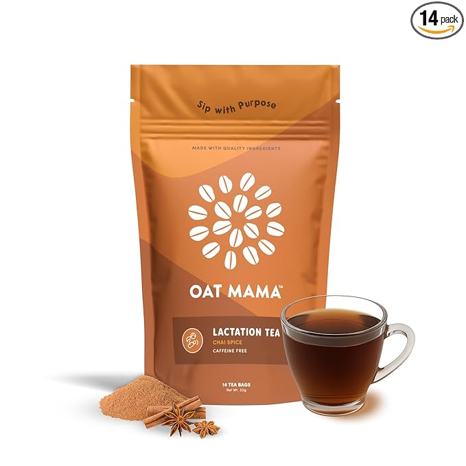 Oat Mama Lactation Tea for Breastfeeding Moms - Chai Spice | Breastfeeding Essentials for Milk Supply Increase | Organic Lactation Support & Postpartum Recovery