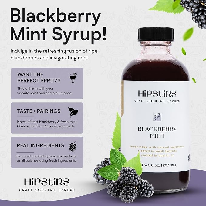 HipStirs Summer Cocktail Syrup Trio | Sweet Heat, Lavender Haze, Blackberry Mint | Craft Drink Mixers for Cocktails & Mocktails | Small Batch, Natural Ingredients (3 Pack, 8oz Bottles)