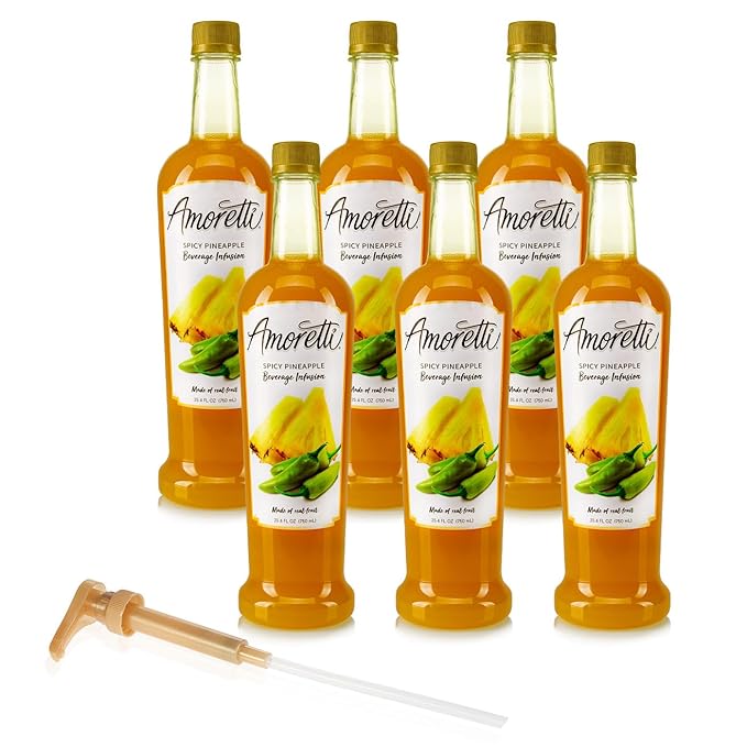 Amoretti - Spicy Pineapple Beverage Infusion - Drink Mix & Water Enhancer with Pump for Flavoring Cocktails, Waters, Teas, and other Beverages, Preservative Free