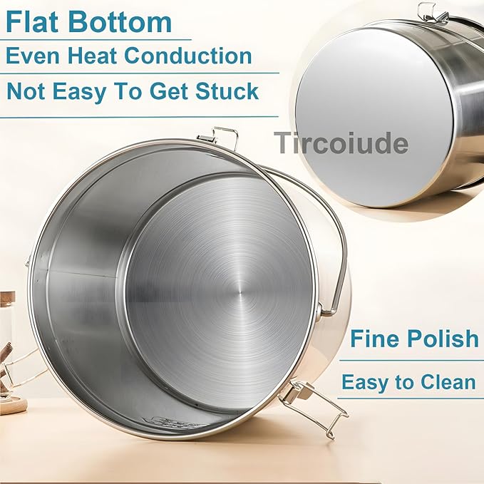 21L/5.5 Gal 304 Stainless Steel Airtight Canister for Kitchen, Metal Food Storage Containers with Lid and Sturdy Locking Clamp for Bean Flour Oil Sugar Metal Food Storage Bucket
