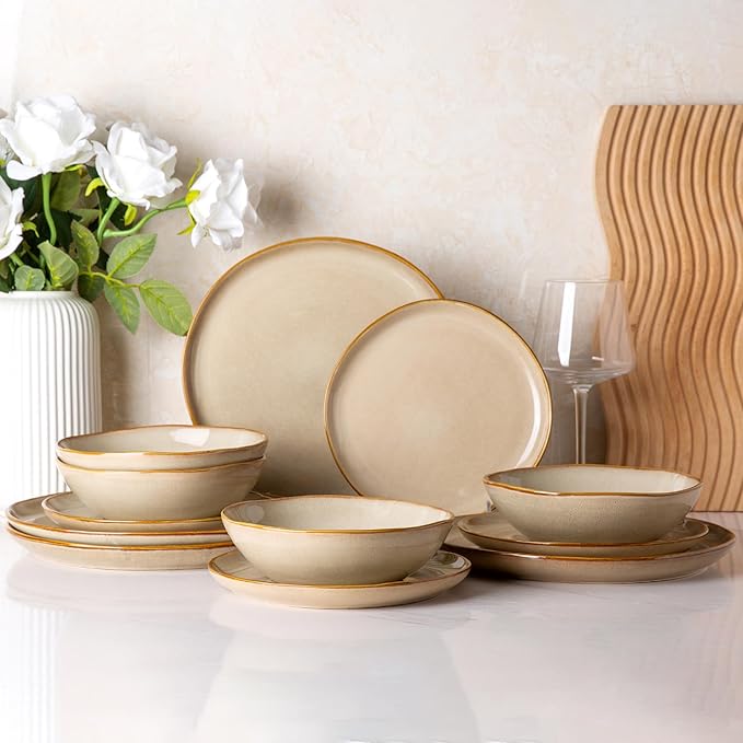 AmorArc Ceramic Plates Set of 5, 8.5 Inch Handmade Reactive Glaze Stoneware Plates set for Dessert, Salad, Appetizer, Small Dinner Plates, Microwave&Dishwasher Safe, Scratch Resistant