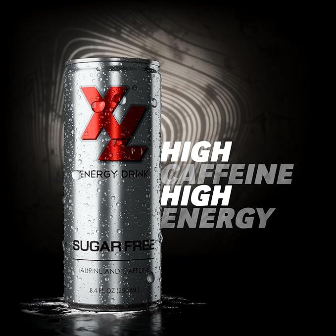XL Energy Drinks Sugar Free 24 Pack - Sugar Free Energy Drinks with 80mg Caffeine plus Taurine & B Vitamins - Improve Performance with Zero Sugar Energy Drinks, XL Suagr Free Low Calories Drinks & Beverages