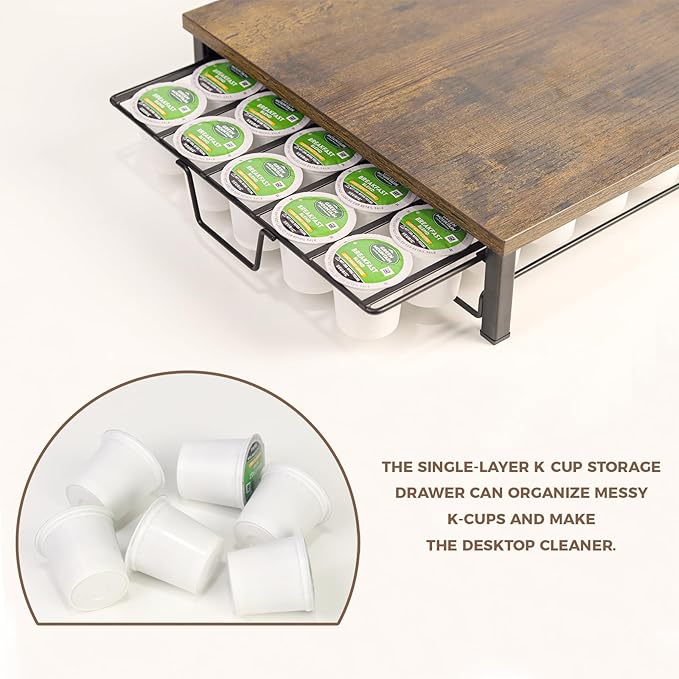 K Cup Holder Organizer, Coffee Pod Drawer Holder Capsule Storage Organizer Single Layer Sliding Storage Drawer, 30 Large Capacity, Home Office Cafe Counter