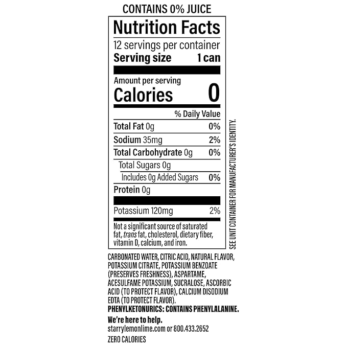 Starry Zero Sugar Cranberry Blizz Soda, Caffeine Free, 12 Fl Oz Cans (Pack of 12)