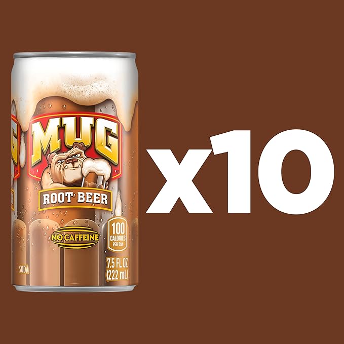 Mug Root Beer Soda, 7.5 Ounce Mini Cans, 10 Pack