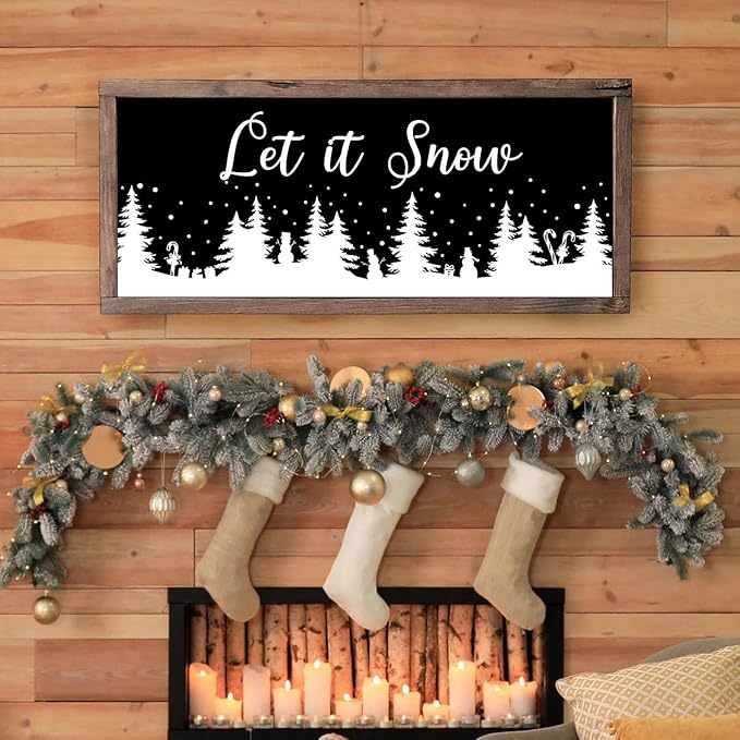 Christmas Stencils for Window Glass Large Christmas Stencil Reusable 53.1” Winter Forest House Village Holiday Drawing Templates for Painting on Window Wall Doormat Glass Wood