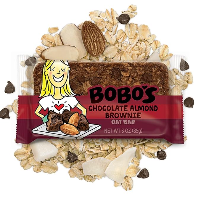 Bobo's Chocolate Almond Brownie Oat Bars, Gluten Free, Non-GMO, Whole Grain Oats, Pack of 12 | Snack Bars | On-the-Go | Made with Simple Ingredients