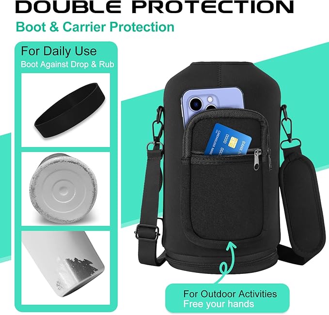 1 Gallon Insulated Water Bottle - with Straw & Auto Chug Lid, Paracord Handle, Bottle Sleeve, 128 oz Stainless Steel Water Bottle, Large Metal Gallon Water Jug Canteen for Sport Work