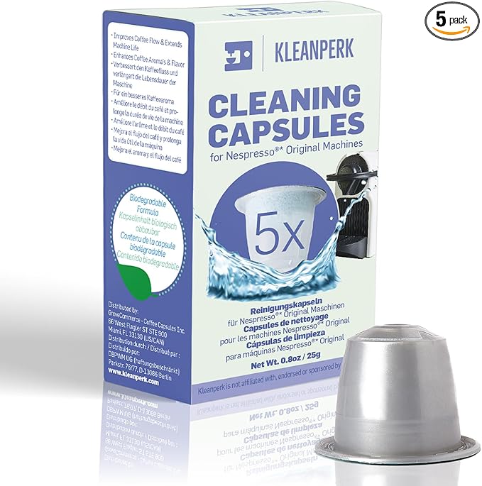5 Cleaning Pods I Compatible With Nespresso Original Line Machines I Cleaning Kit for Better Tasting Coffee I Coffee Machine Cleaner I Easy and Safe to Use