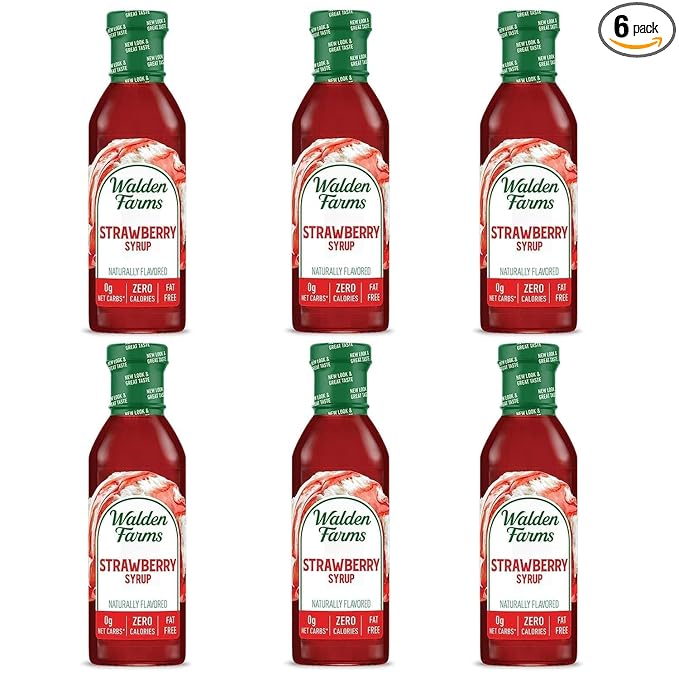 Walden Farms Strawberry Syrup – Perfect for Desserts, Smoothies, Breakfast – Zero Calorie, Sugar-Free, Low Carb, Keto-Friendly, Gluten-Free, Vegan – 6-Pack, 12 oz Bottles