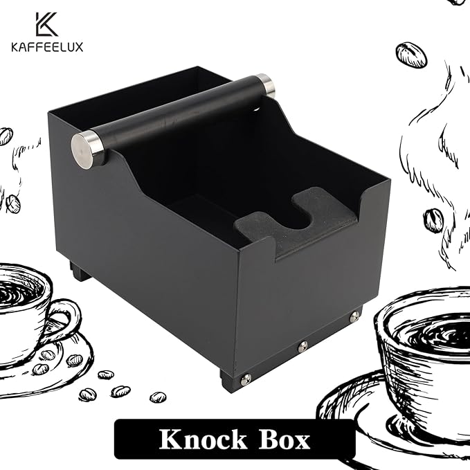 Espresso Knock Box, Stainless Steel Coffee Bag Container, With Steel Bracket And Noise Reducing Rubber Ring (Rectangle L-No base)
