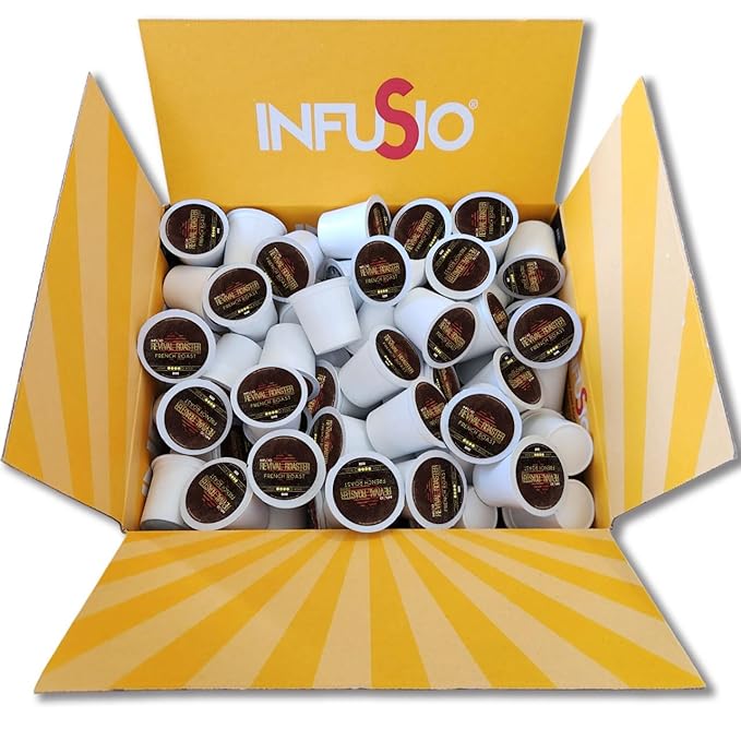 InfuSio Coffee Pods – 96 Count, French Roast (Dark Roast Coffee) Single Serve Coffee Pods for Keurig K Cup® Brewers, Compatible with Keurig 2.0 Brewers