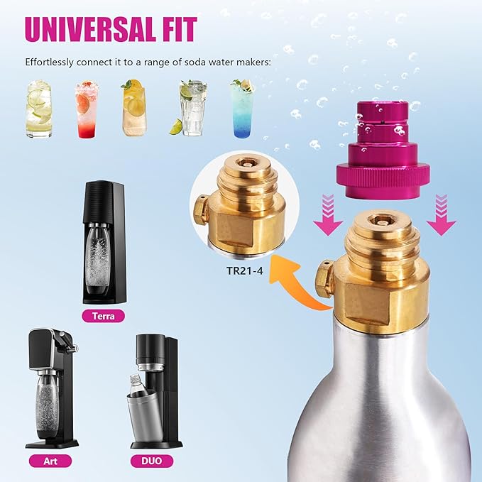 CO2 Cylinder Quick Connect Adapter for Soda Maker, CO2 Cylinder for TR21-4 Male Thread Compatible with Terra DUO Art Gaia Machines