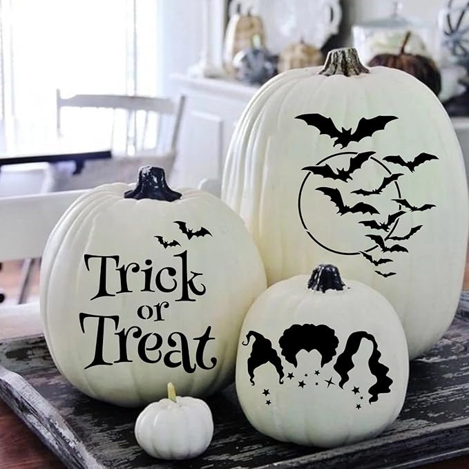 Halloween Stencils for Painting on Wood 12”x8” Large Halloween Stencil Boo Trick or Treat Bats Hocus Pocus Stencils for Door Mats Wood Sign T-Shirt Decor