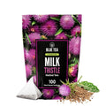 BLUE TEA - Milk Thistle Tea - 100 Count - Pyramid Plant Based Tea Bag | Liver Cleaning and Immune Support | Milk Thistle Seeds - Caffeine Free - Herbal Tea - Non Bitter | Zipper Pack